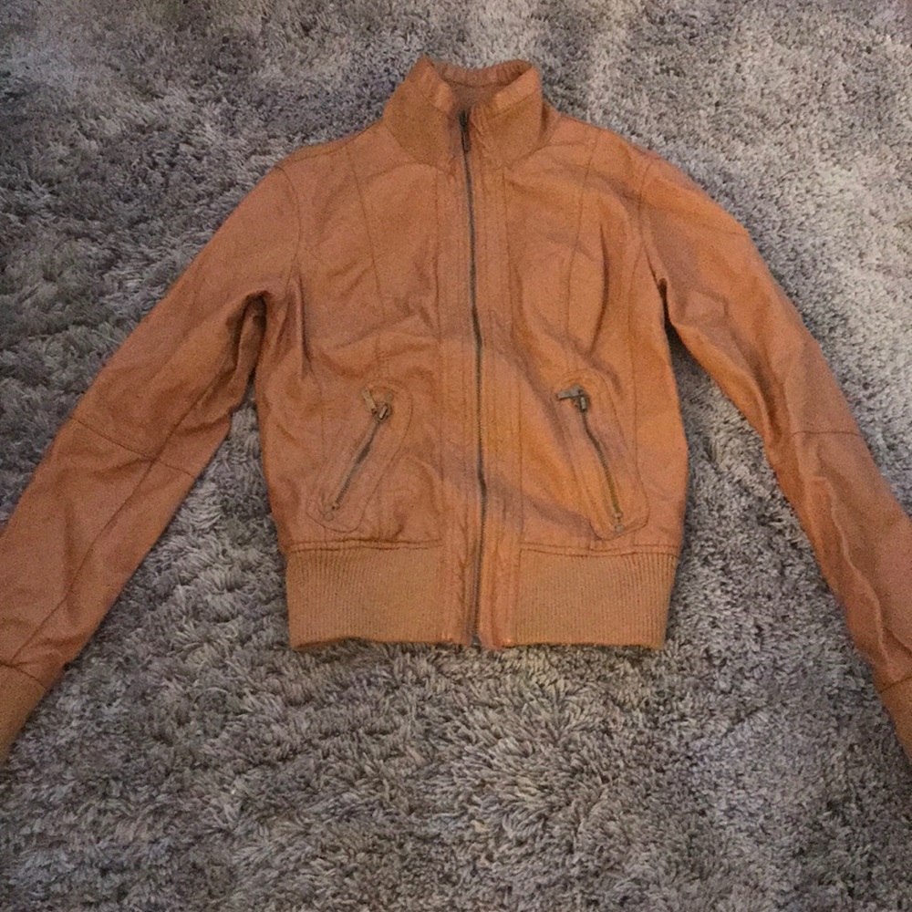 Forever 21 Cropped Moto Bomber Leather Jacket